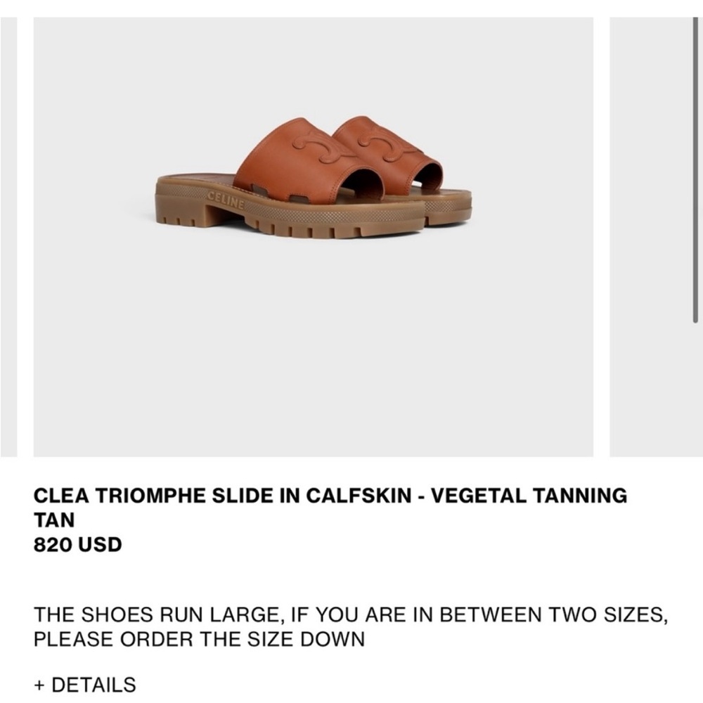 Celine Tan Calfskin Slide Sandals